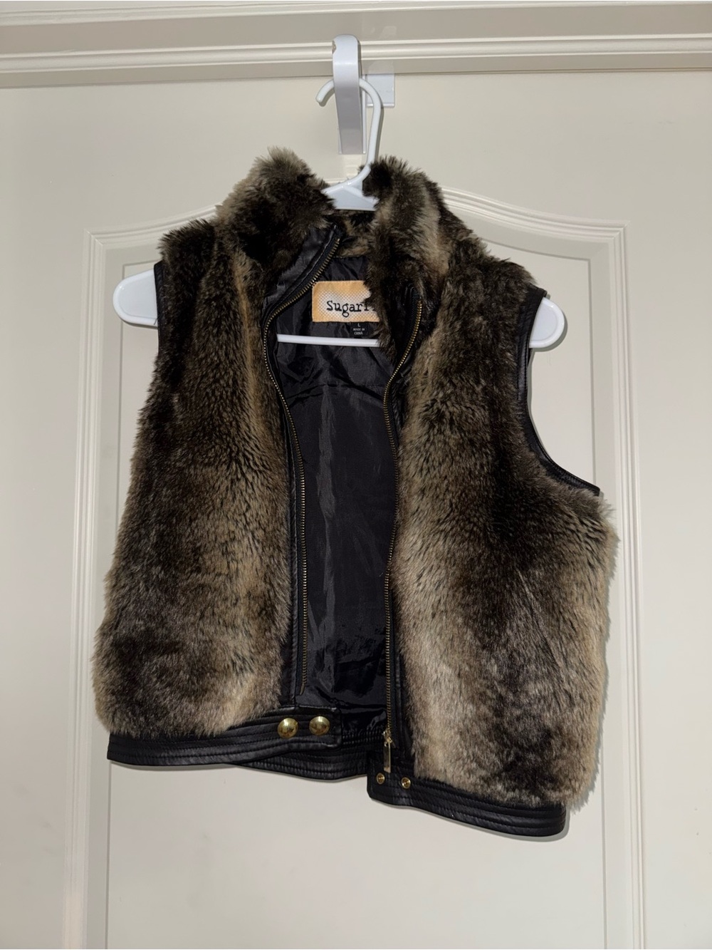 Sugarfly Faux Fur Brown & Black Kids Vest